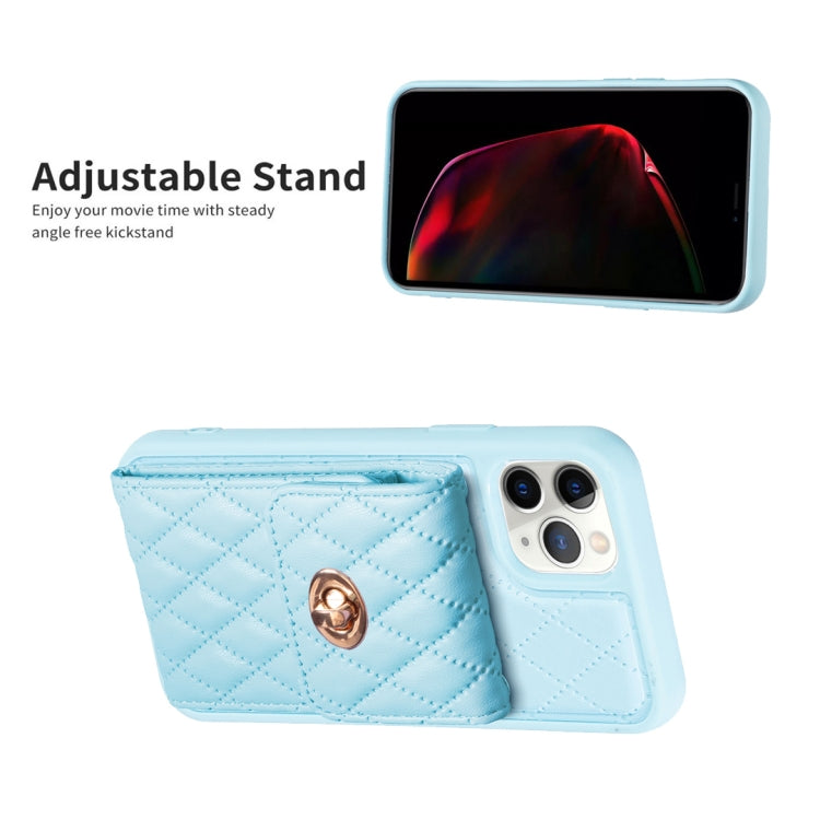 For iPhone 11 Pro Vertical Metal Buckle Wallet Rhombic Leather Phone Case