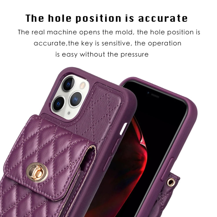 For iPhone 11 Pro Max Vertical Metal Buckle Wallet Rhombic Leather Phone Case