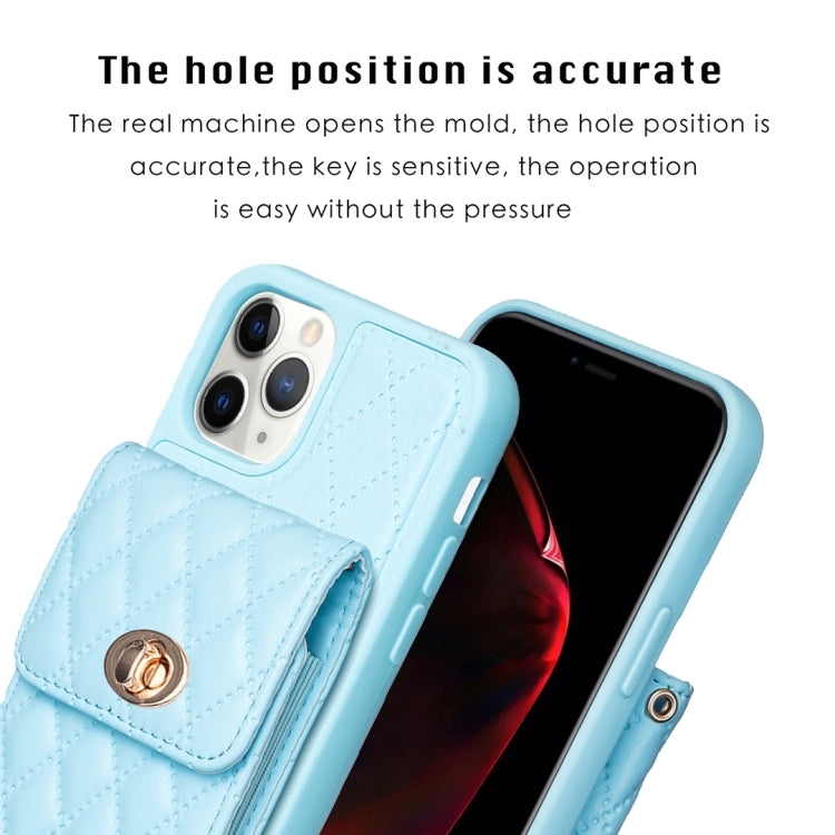 For iPhone 11 Pro Max Vertical Metal Buckle Wallet Rhombic Leather Phone Case