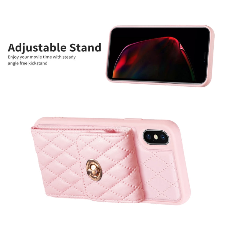 For iPhone X / XS Vertical Metal Buckle Wallet Rhombic Leather Phone Case