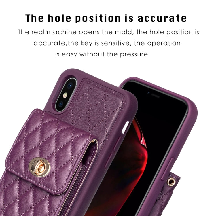 For iPhone X / XS Vertical Metal Buckle Wallet Rhombic Leather Phone Case