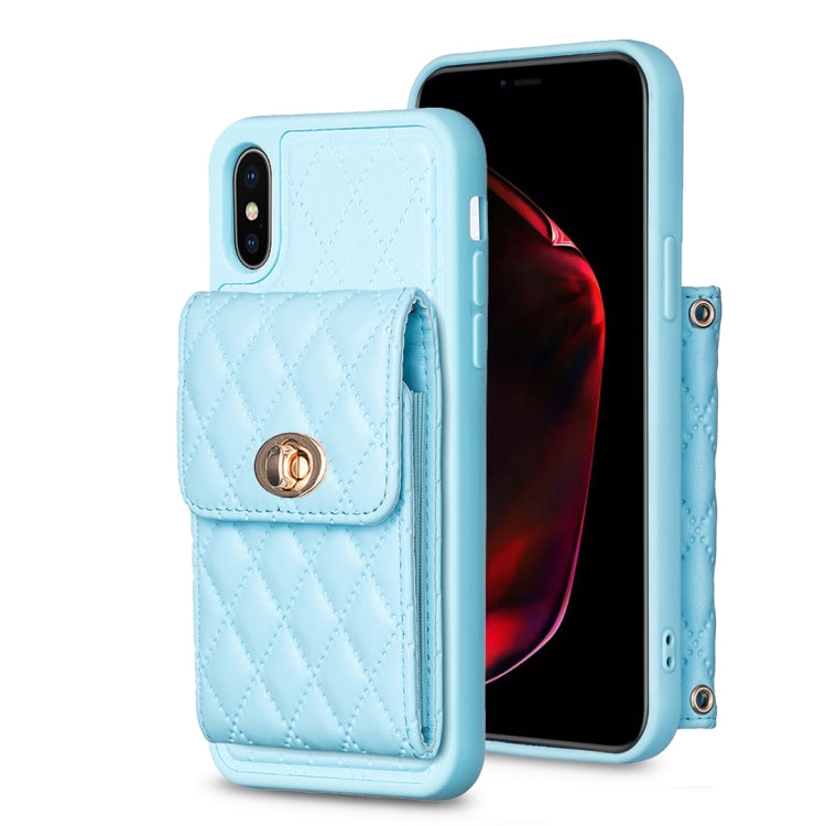 For iPhone X / XS Vertical Metal Buckle Wallet Rhombic Leather Phone Case