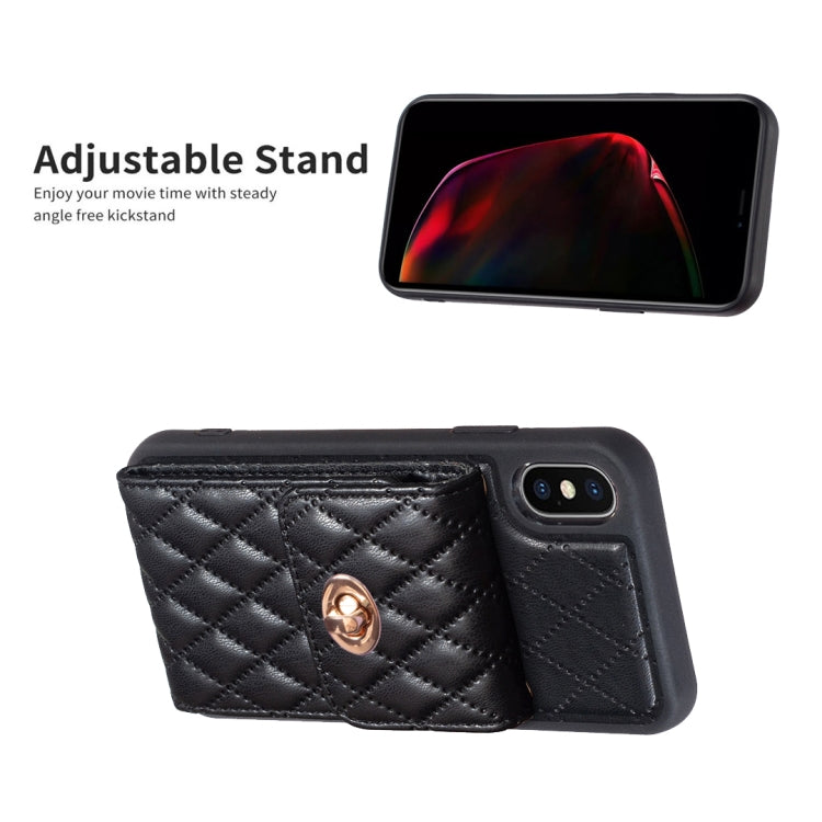 For iPhone X / XS Vertical Metal Buckle Wallet Rhombic Leather Phone Case