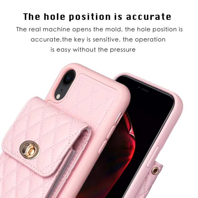 For iPhone XR Vertical Metal Buckle Wallet Rhombic Leather Phone Case