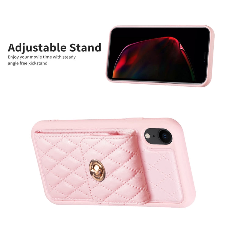 For iPhone XR Vertical Metal Buckle Wallet Rhombic Leather Phone Case