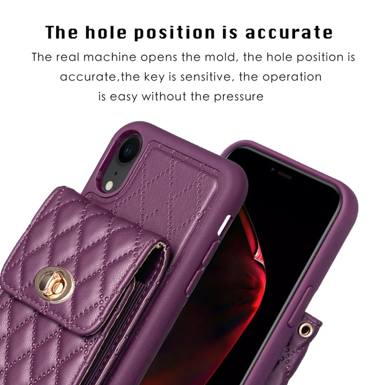 For iPhone XR Vertical Metal Buckle Wallet Rhombic Leather Phone Case