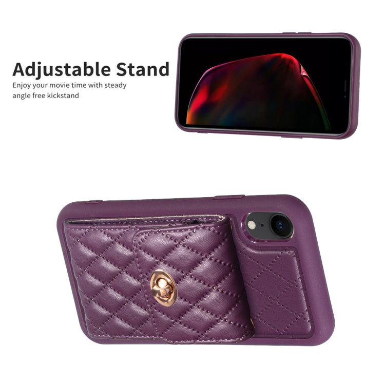 For iPhone XR Vertical Metal Buckle Wallet Rhombic Leather Phone Case