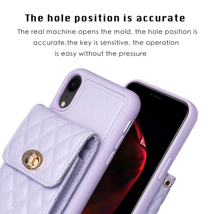 For iPhone XR Vertical Metal Buckle Wallet Rhombic Leather Phone Case