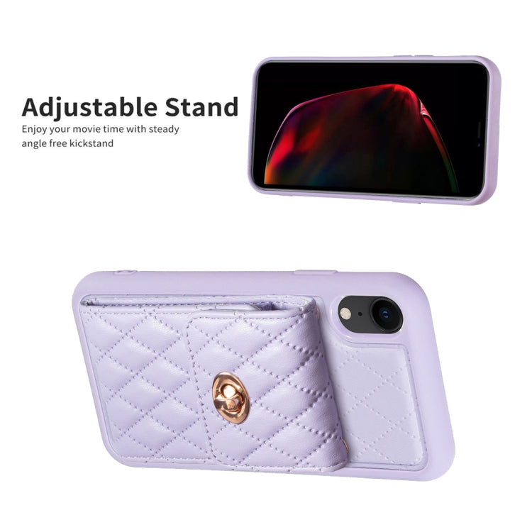 For iPhone XR Vertical Metal Buckle Wallet Rhombic Leather Phone Case