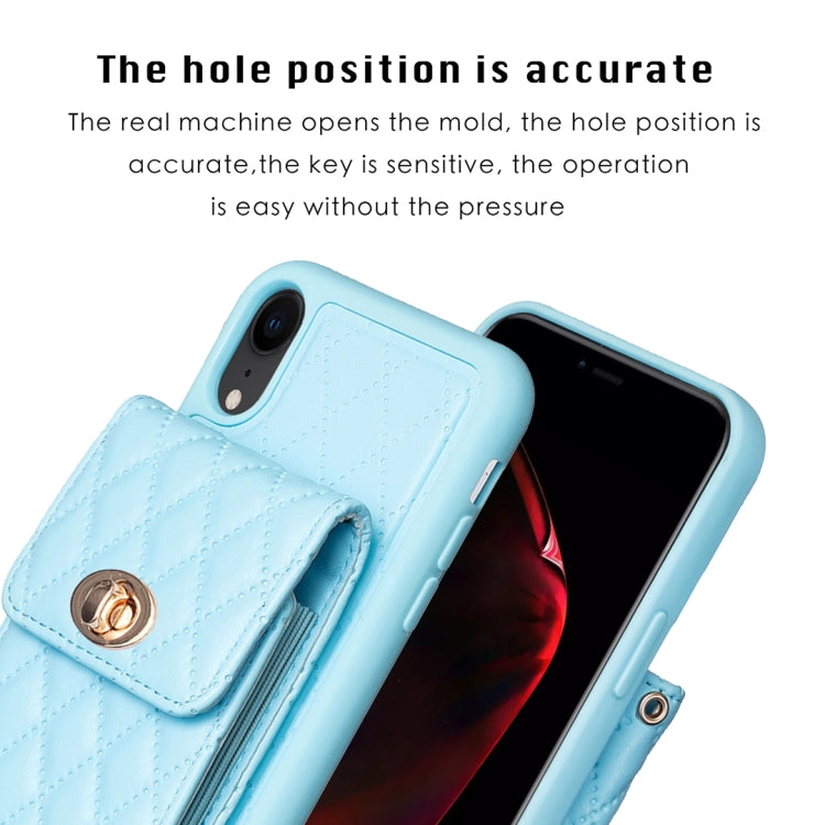 For iPhone XR Vertical Metal Buckle Wallet Rhombic Leather Phone Case