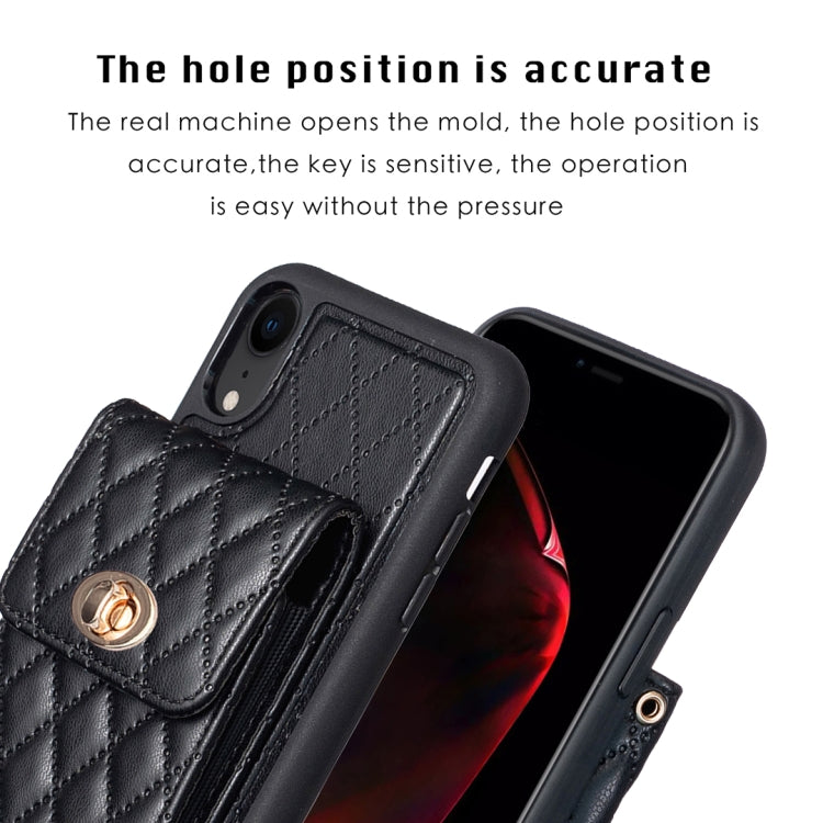 For iPhone XR Vertical Metal Buckle Wallet Rhombic Leather Phone Case