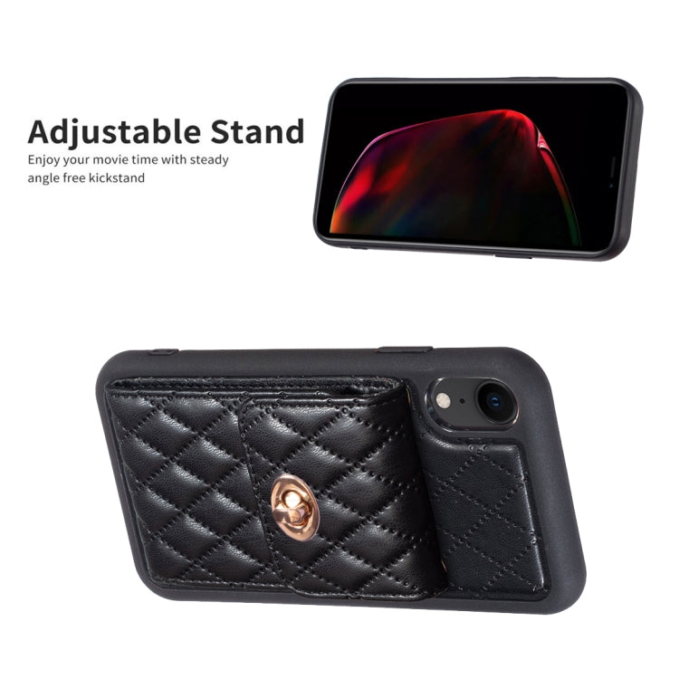 For iPhone XR Vertical Metal Buckle Wallet Rhombic Leather Phone Case