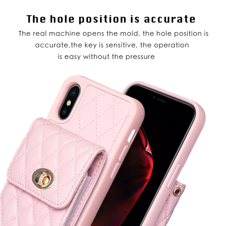 For iPhone XS Max Vertical Metal Buckle Wallet Rhombic Leather Phone Case