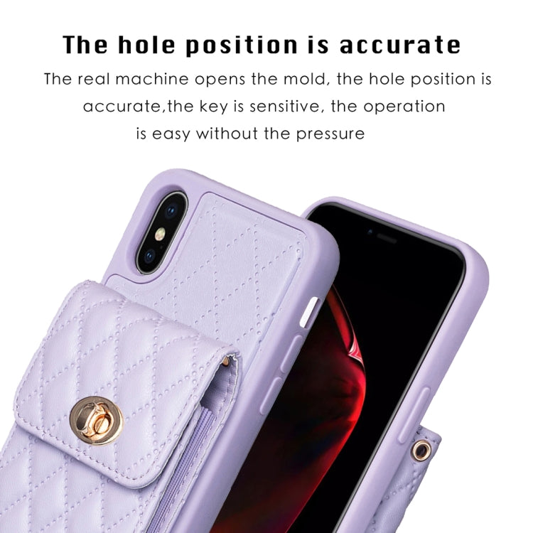 For iPhone XS Max Vertical Metal Buckle Wallet Rhombic Leather Phone Case