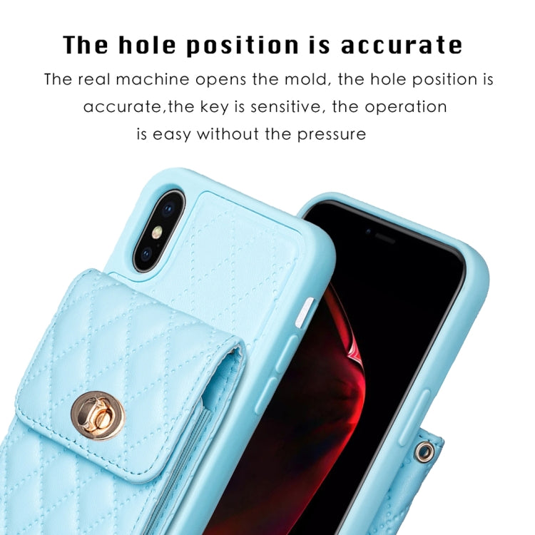 For iPhone XS Max Vertical Metal Buckle Wallet Rhombic Leather Phone Case