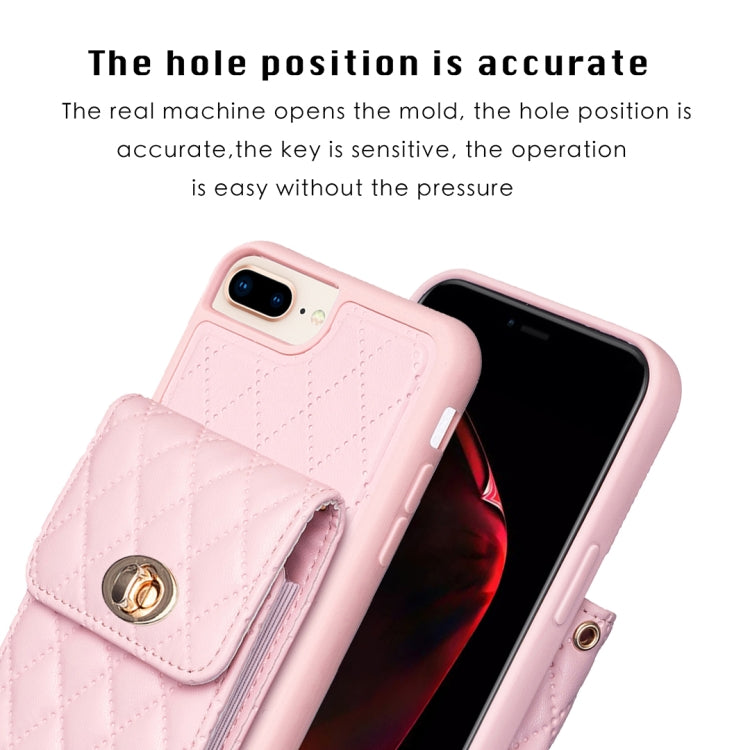 For iPhone 7 Plus / 8 Plus Vertical Metal Buckle Wallet Rhombic Leather Phone Case