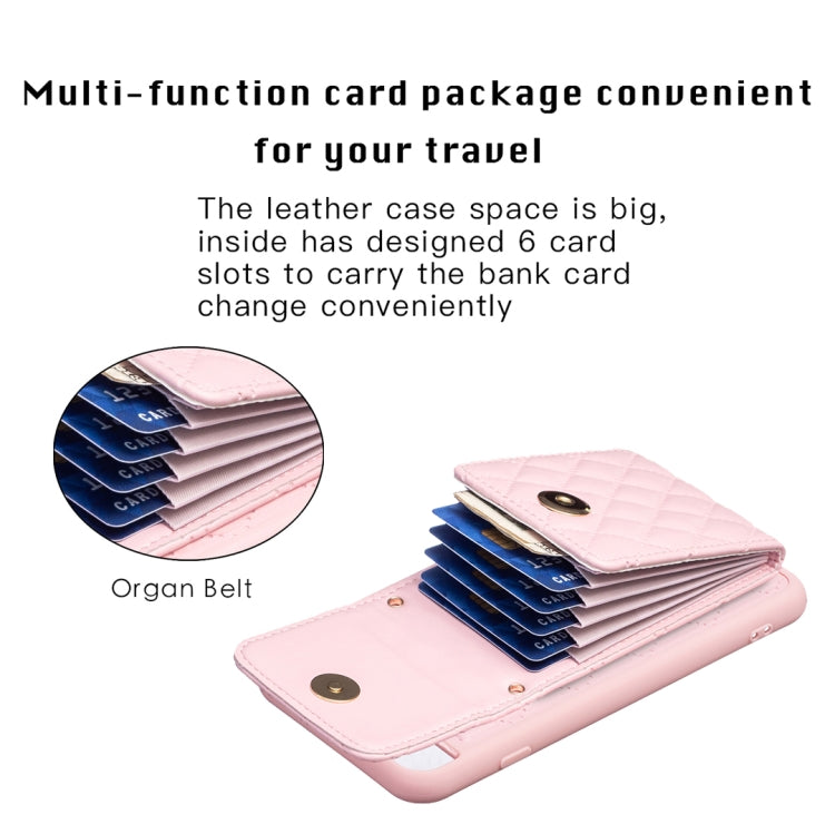 For iPhone 7 Plus / 8 Plus Vertical Metal Buckle Wallet Rhombic Leather Phone Case
