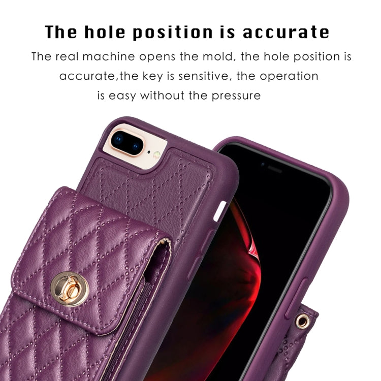 For iPhone 7 Plus / 8 Plus Vertical Metal Buckle Wallet Rhombic Leather Phone Case