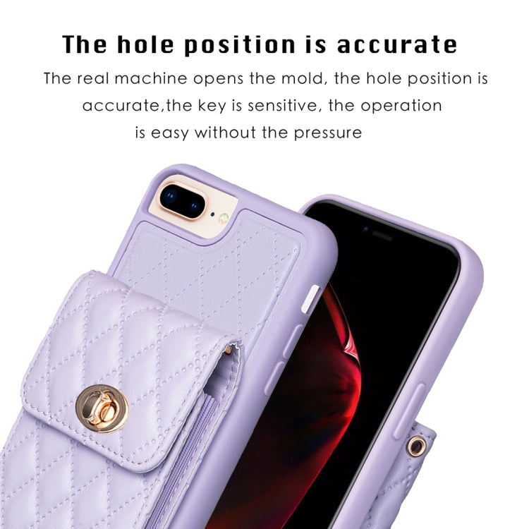 For iPhone 7 Plus / 8 Plus Vertical Metal Buckle Wallet Rhombic Leather Phone Case
