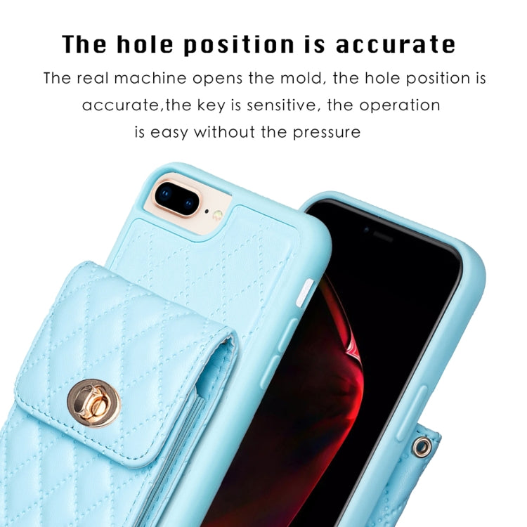 For iPhone 7 Plus / 8 Plus Vertical Metal Buckle Wallet Rhombic Leather Phone Case