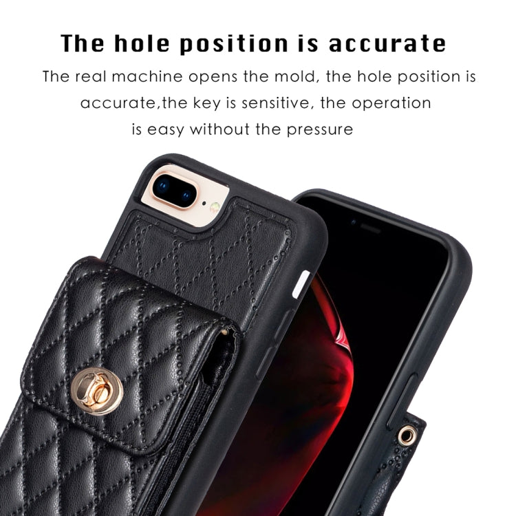 For iPhone 7 Plus / 8 Plus Vertical Metal Buckle Wallet Rhombic Leather Phone Case