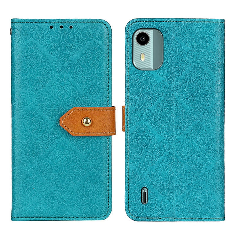 For Nokia C12 4G European Floral Embossed Flip Leather Phone Case