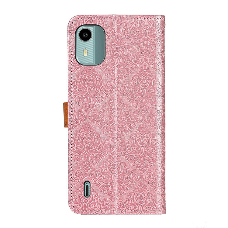 For Nokia C12 4G European Floral Embossed Flip Leather Phone Case
