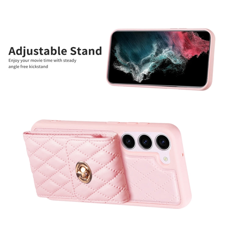 For Samsung Galaxy S23 5G Vertical Metal Buckle Wallet Rhombic Leather Phone Case
