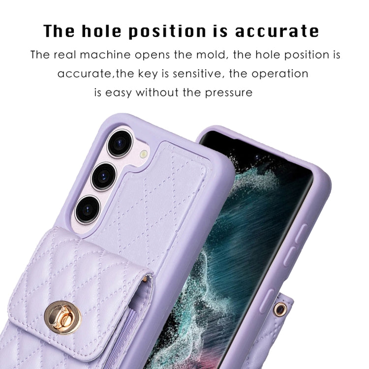 For Samsung Galaxy S23 5G Vertical Metal Buckle Wallet Rhombic Leather Phone Case