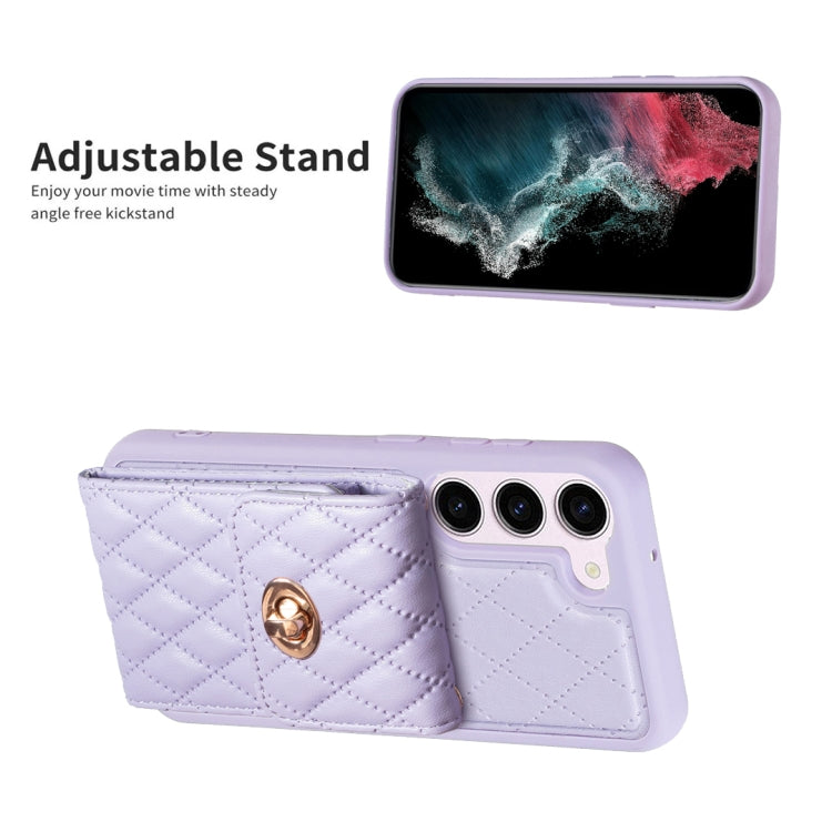 For Samsung Galaxy S23 5G Vertical Metal Buckle Wallet Rhombic Leather Phone Case