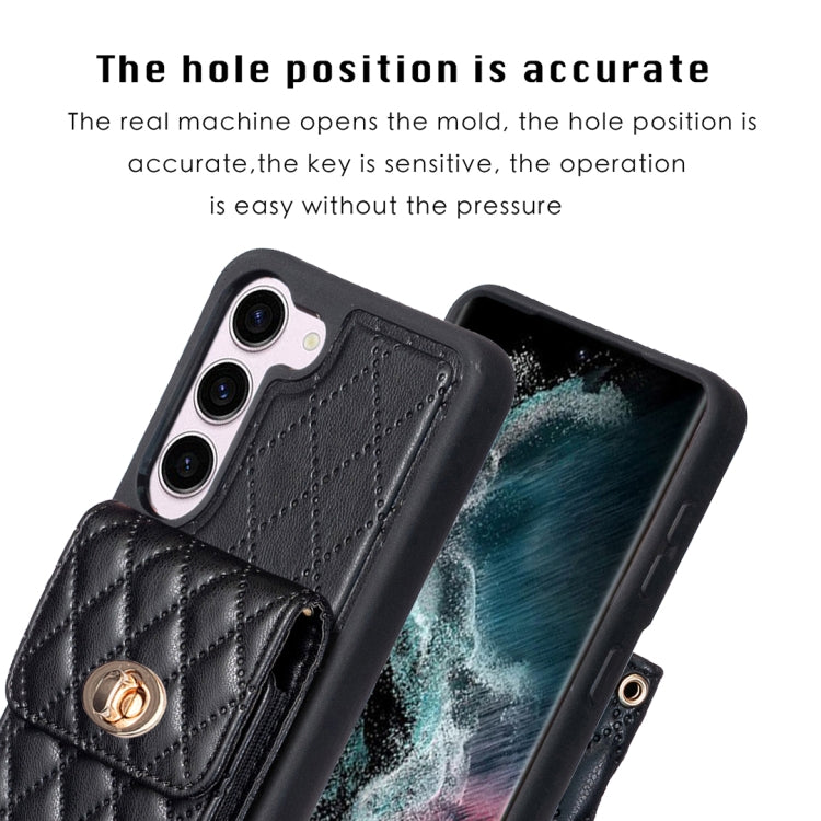 For Samsung Galaxy S23 5G Vertical Metal Buckle Wallet Rhombic Leather Phone Case