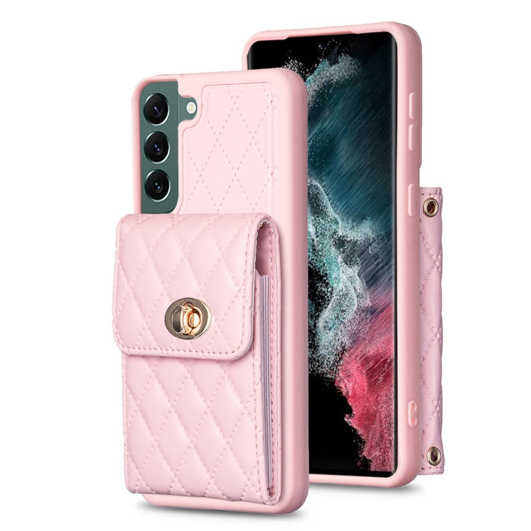 For Samsung Galaxy S22+ 5G Vertical Metal Buckle Wallet Rhombic Leather Phone Case