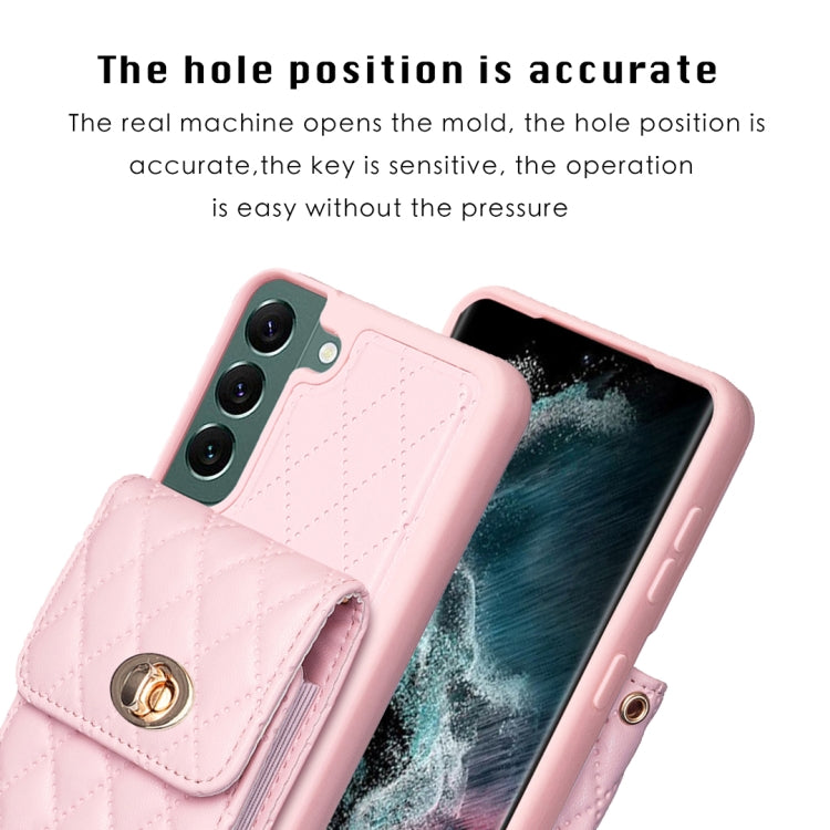 For Samsung Galaxy S22+ 5G Vertical Metal Buckle Wallet Rhombic Leather Phone Case