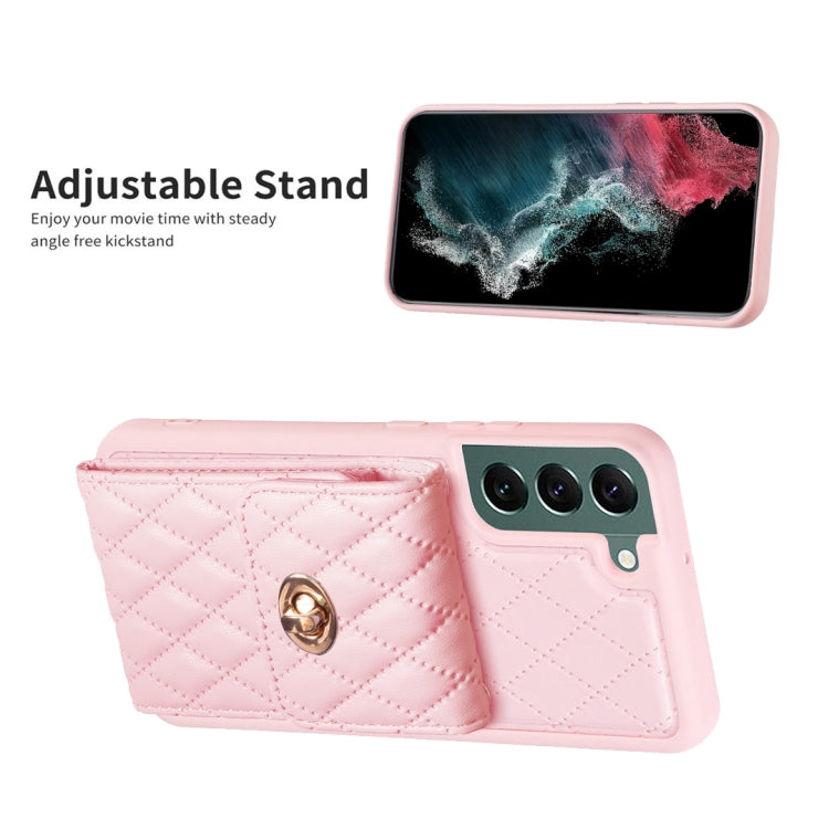 For Samsung Galaxy S22+ 5G Vertical Metal Buckle Wallet Rhombic Leather Phone Case
