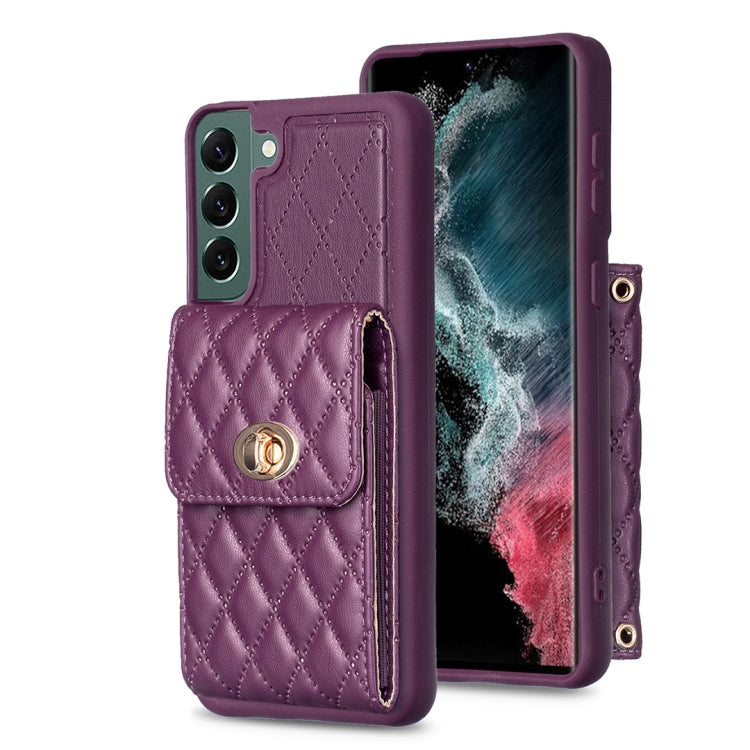For Samsung Galaxy S22+ 5G Vertical Metal Buckle Wallet Rhombic Leather Phone Case