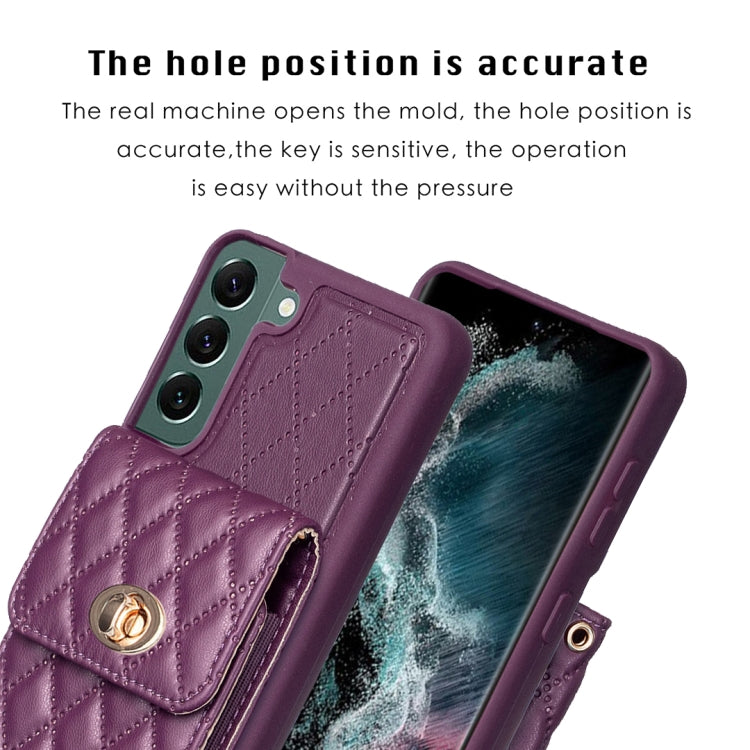 For Samsung Galaxy S22+ 5G Vertical Metal Buckle Wallet Rhombic Leather Phone Case