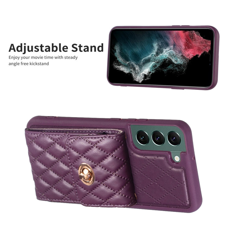 For Samsung Galaxy S22+ 5G Vertical Metal Buckle Wallet Rhombic Leather Phone Case
