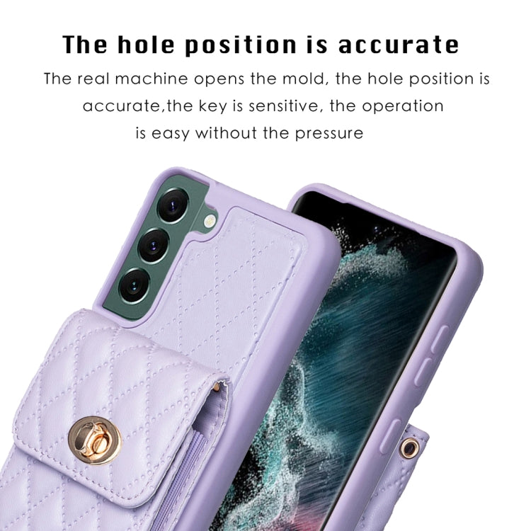 For Samsung Galaxy S22+ 5G Vertical Metal Buckle Wallet Rhombic Leather Phone Case