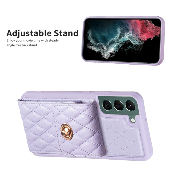 For Samsung Galaxy S22+ 5G Vertical Metal Buckle Wallet Rhombic Leather Phone Case
