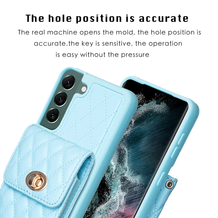 For Samsung Galaxy S22+ 5G Vertical Metal Buckle Wallet Rhombic Leather Phone Case