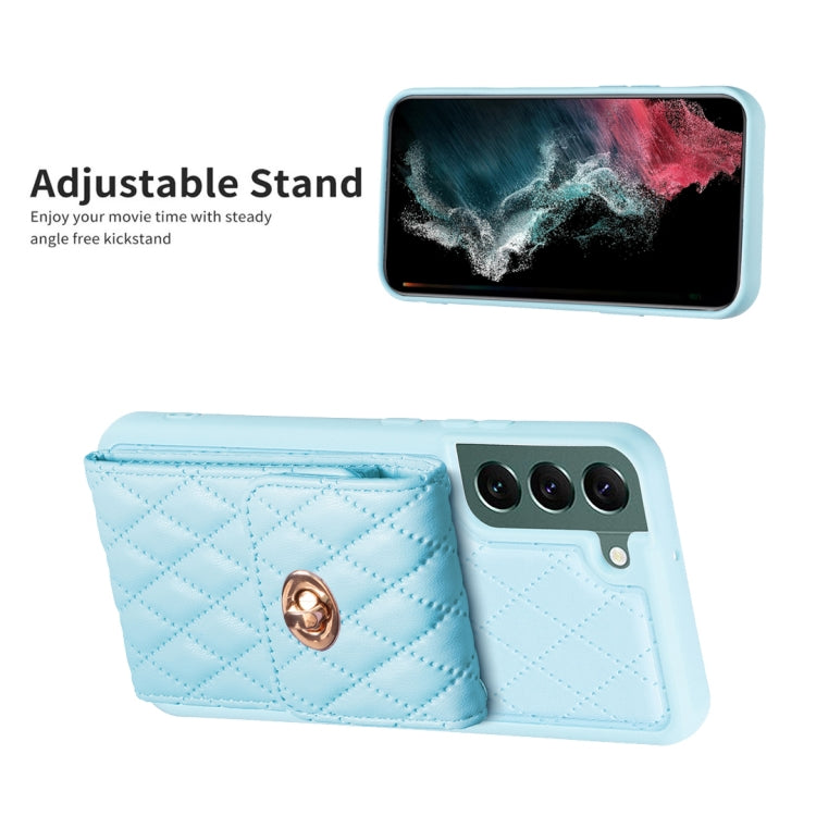 For Samsung Galaxy S22+ 5G Vertical Metal Buckle Wallet Rhombic Leather Phone Case