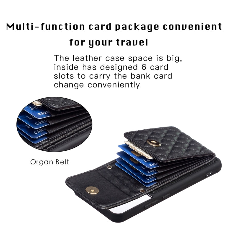For Samsung Galaxy S22+ 5G Vertical Metal Buckle Wallet Rhombic Leather Phone Case
