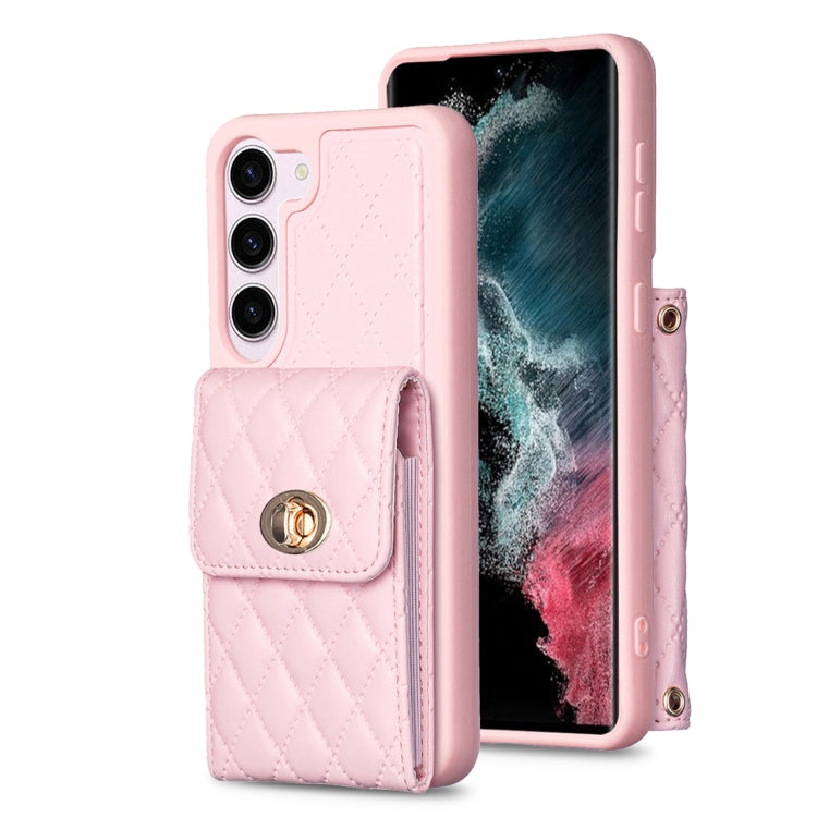 For Samsung Galaxy S21 5G Vertical Metal Buckle Wallet Rhombic Leather Phone Case