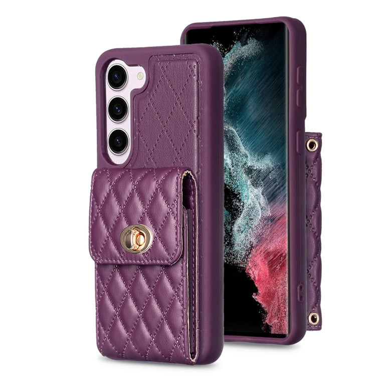 For Samsung Galaxy S21 5G Vertical Metal Buckle Wallet Rhombic Leather Phone Case
