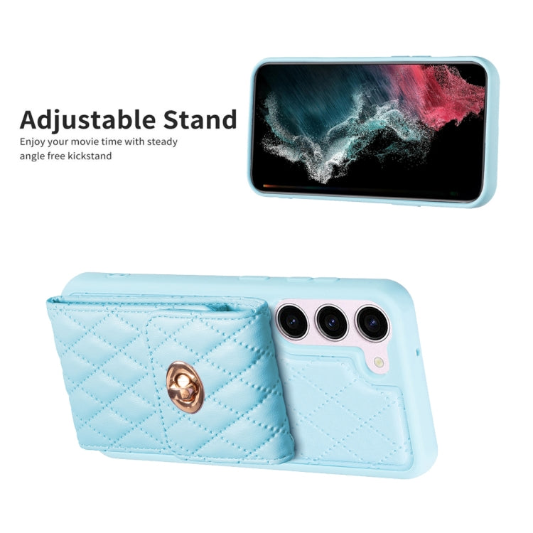 For Samsung Galaxy S21 5G Vertical Metal Buckle Wallet Rhombic Leather Phone Case