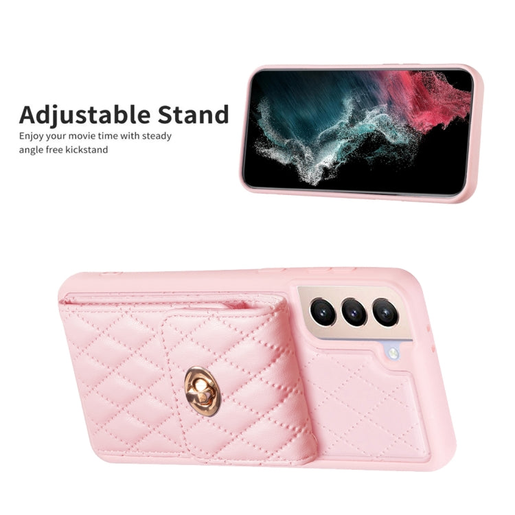 For Samsung Galaxy S21+ 5G Vertical Metal Buckle Wallet Rhombic Leather Phone Case