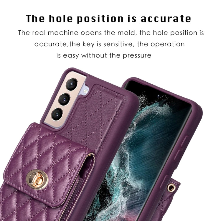 For Samsung Galaxy S21+ 5G Vertical Metal Buckle Wallet Rhombic Leather Phone Case