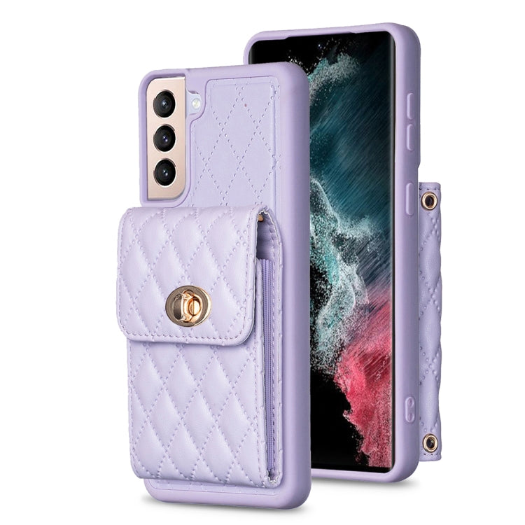 For Samsung Galaxy S21+ 5G Vertical Metal Buckle Wallet Rhombic Leather Phone Case