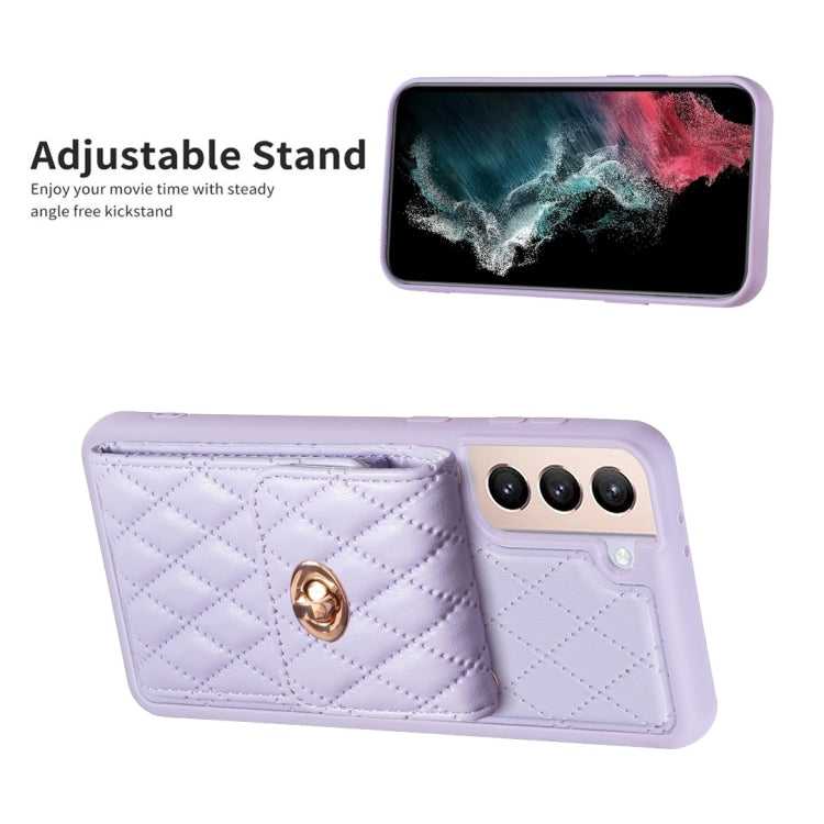 For Samsung Galaxy S21+ 5G Vertical Metal Buckle Wallet Rhombic Leather Phone Case