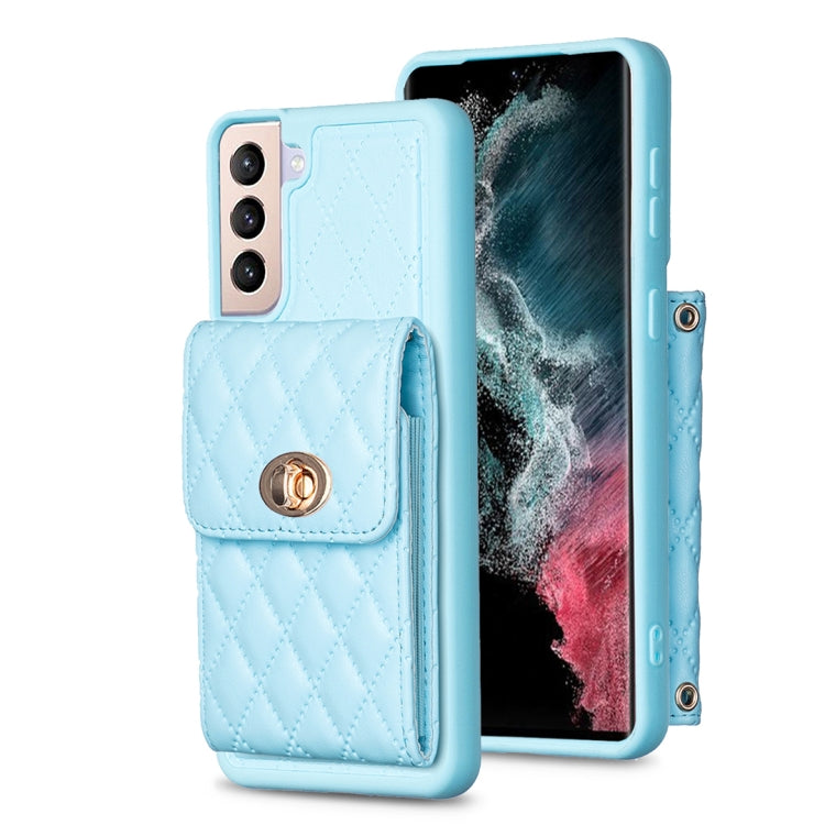 For Samsung Galaxy S21+ 5G Vertical Metal Buckle Wallet Rhombic Leather Phone Case